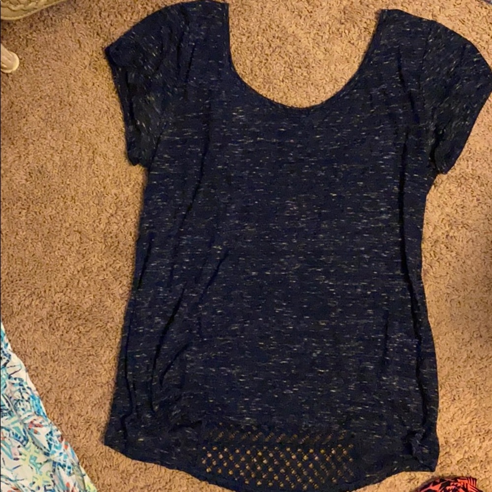 Navy and White Speck Top